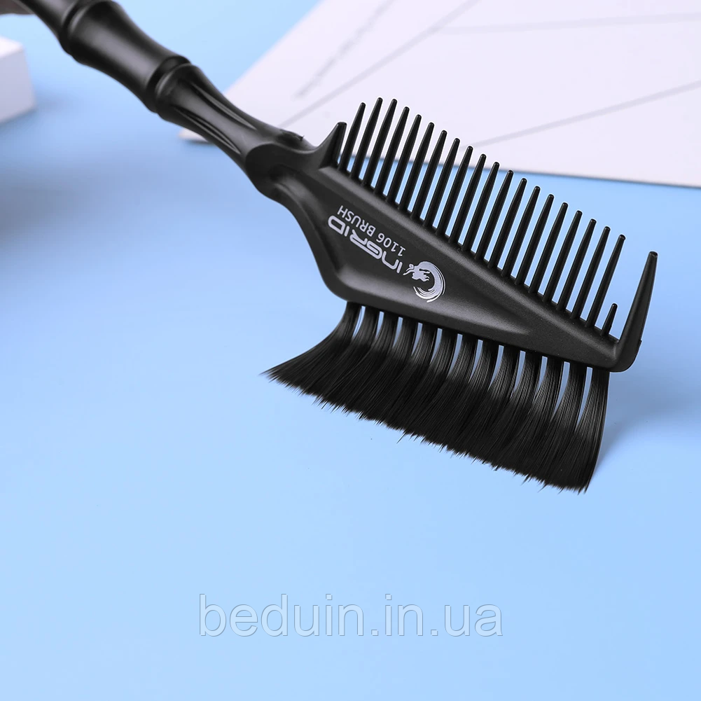 Щітка пензлик для фарбування волосся з гребінцем і проділом Чорна Hairstyle Brush