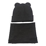 Шапка дитяча трикотажна подвійна для новонароджених з хомутом головні убори чорний (ШД338), фото 2