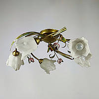 Люстра припотолочная на 5 стекляных плафонов белый камыш Е14 65х28 см
