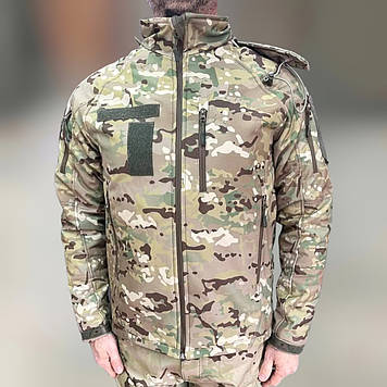 Куртка тактична зимова Softshell, Wolftrap, Мультикам, розмір 3XL, тепла зимова куртка для військових софтшел