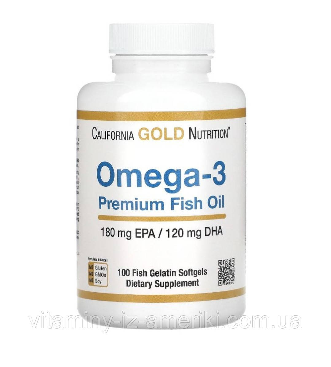 Омега-3 преміум риб'ячий жир дорослим у желатинових капсулах, Premium fish oil, California Gold Nutrition, 100 шт