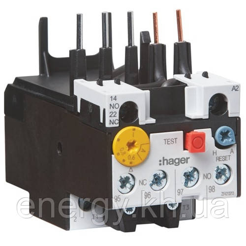 Реле теплове до контакторів EV007...EV015, 1НВ+1НЗ, 0.4-0.6А, Hager EVB0006A