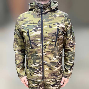 Куртка тактична на флісі, Мультикам, розмір XL, підкладка — фліс, демісезонна флісова куртка для військових