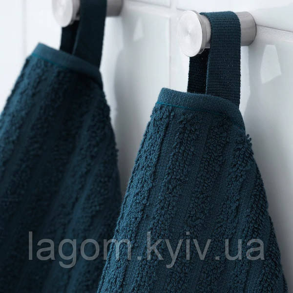Лазневий махровий рушник 100% бавовна IKEA VöGSJÖN 70x140 см смугастий темно-синій ІКЕА ВОГШЕН