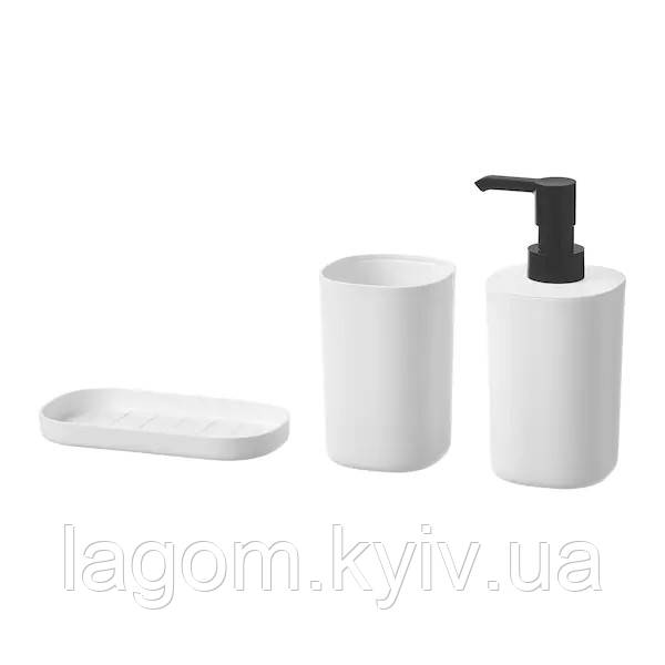 Набір аксесуарів для ванної кімнати IKEA STORAVAN (дозатор, склянка, мильниця) ІКЕА СТОРАВАН