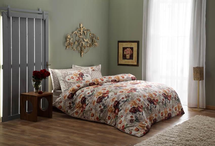 Сімейна Турецька Постільна Білизна TAC Sharon Сатин Digital 160х220см (2 шт), фото 1