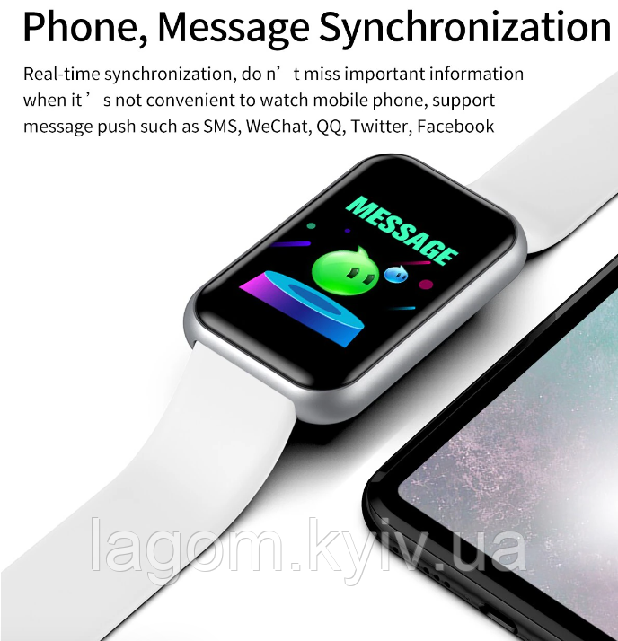 Смарт-годинник Bluetooth для Apple і Android білий розумний браслет