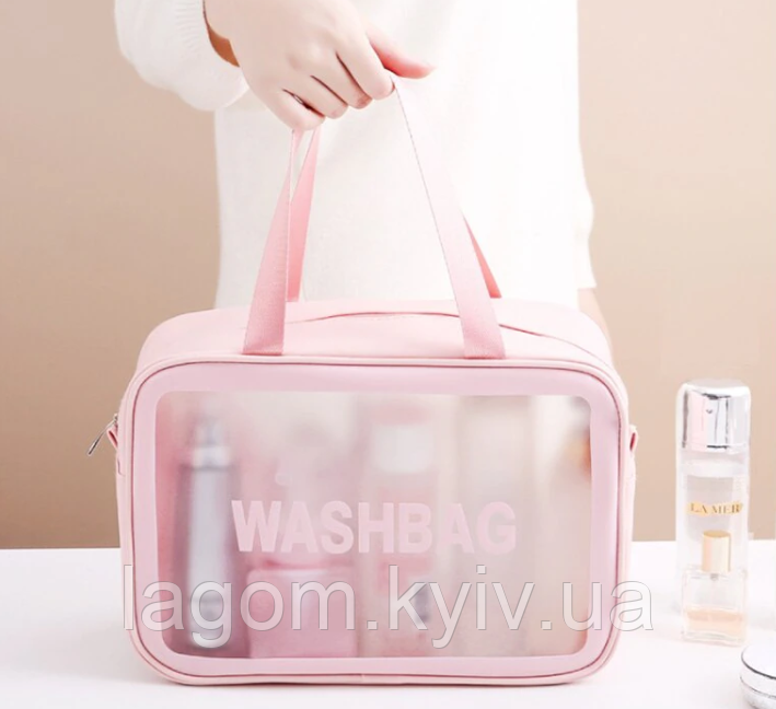 Жіноча водонепроникна сумка-косметичка WASHBAG large рожевий кейс для косметики, дорожня сумочка