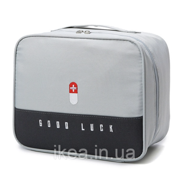 Велика аптечка для ліків сіра медична сумка-органайзер, кейс-валіза для зберігання медикаментів