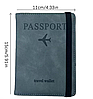 Обкладинка-чохол для паспорта з ПУ шкіри із RFID-захистом, синій органайзер книжка для документів, фото 6