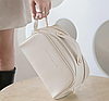 Жіноча розкішна косметичка Cosmetic Bag бежева екошкіра, кейс для косметики, дорожня сумочка, фото 5