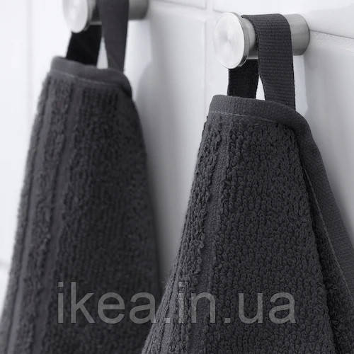 Махрові рушники для рук 2 шт 100% бавовна IKEA VöGSJÖN 30x50 см смугасті темно-сірі ІКЕА ВОГШЕН