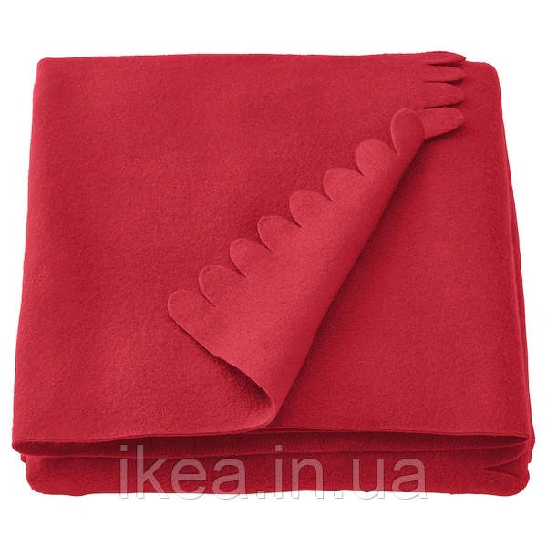 Плед флісовий IKEA POLARVIDE 130x170 см м'який теплий червоний ІКЕА ПОЛАРВИДЕ
