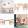 Дитячий стіл та 2 стільчика IKEA LÄTT дерев'яний (сосна) столик білий ІКЕА ЛЕТТ, фото 2
