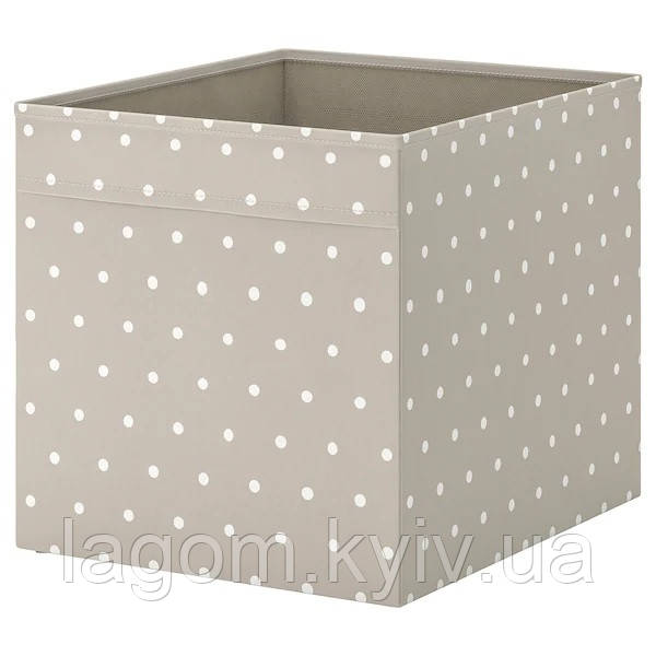 Оксамитова коробка IKEA DRÖNA DRONA 33x38x33 см бежевий у горох органайзер для зберігання речей ІКЕА ДРЕНА