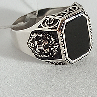 Серебряная мужская печатка с ониксом - мужской перстень с камнем оникс