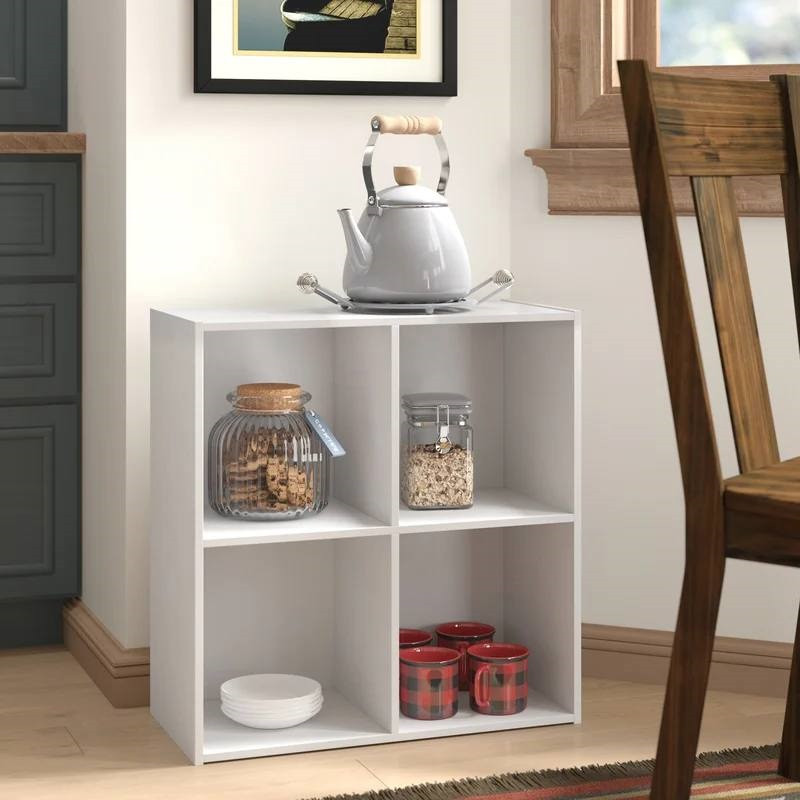 Кубічний стелаж на 4 полиці квадратний з задньою стінкою