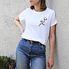 Ефектна жіноча футболка з вишивкою Бавовна, Красива Біла футболка, фото 6