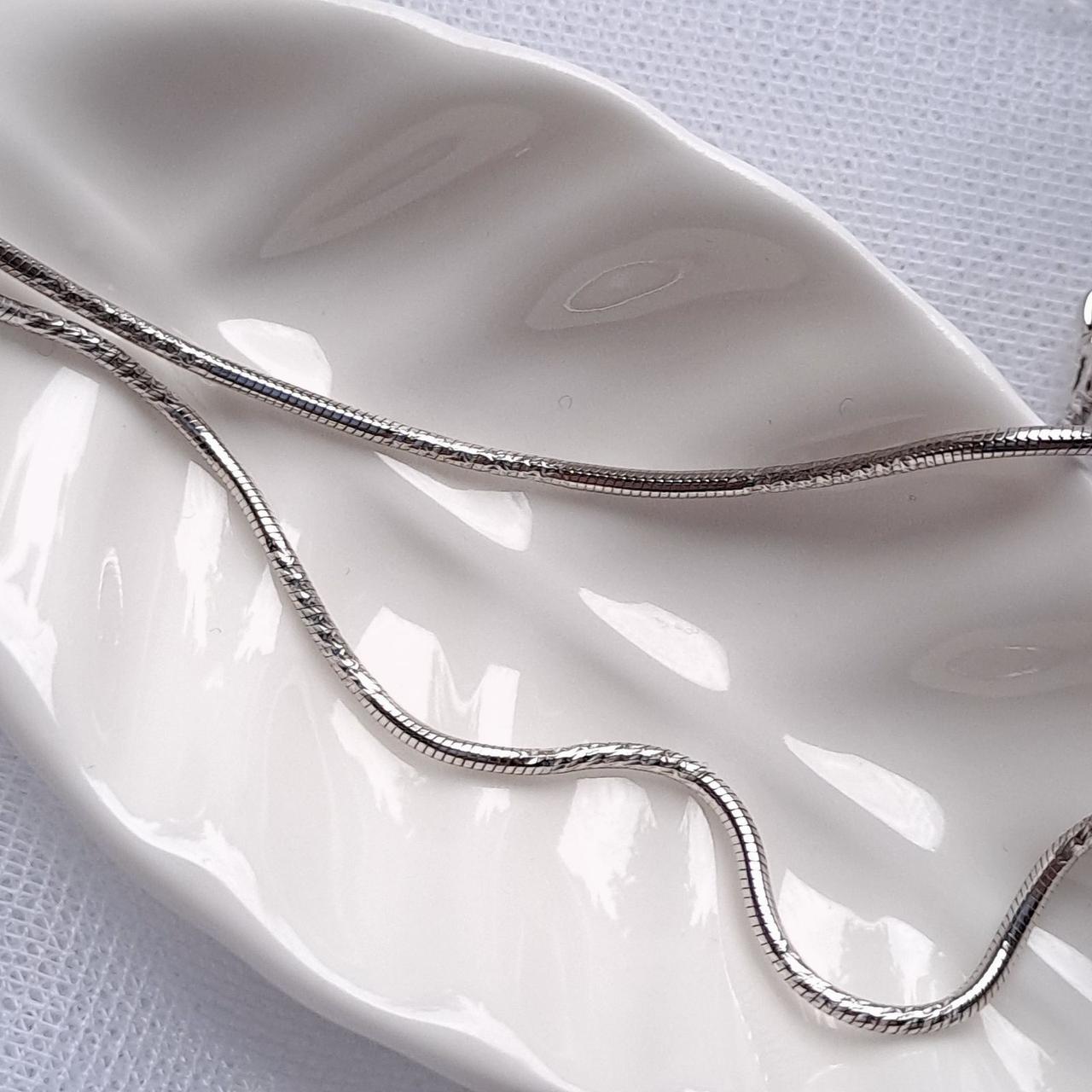 Срібний ланцюжок Снейк круглий алмаженний 45 см