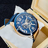 Чоловічий кварцевий стрілочний наручний годинник з хронографом Curren 8329 оригінал. Зі шкіряним ремінцем. Blue-Cuprum, фото 7