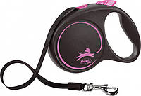 Flexi Black Design L, 5 м, лента, розовый поводок-рулетка для собак Флекси / собачий поводок Flexi