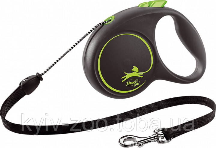 Flexi Black Design M, 5 м, трос, зеленый поводок-рулетка для собак ...