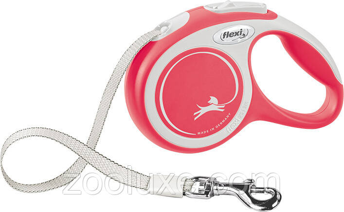 Повідець-рулетка для собак Flexi New Comfort XS, 3 м, стрічка, червоний/Ролетка для собак Флексі/Повідець для