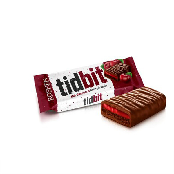 Шоколад молочний Roshen TIDBIT Вишневий Брауні 50г, фото 1
