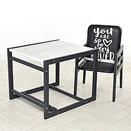 Дитячий дерев'яний стільчик для годування ОMMI Graphite АЛЯСКА, фото 2