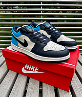 Мужские кроссовки Nike Air Jordan 1 Low blue Обувь Найк Аир Джордан Лов синие низкие повседневные