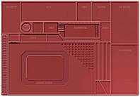 Теплоизоляционный силиконовый коврик TE-702 для ремонта смартфонов, ноутбуков, техники / 550x380 мм Red