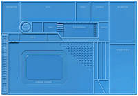 Теплоизоляционный силиконовый коврик TE-702 для ремонта смартфонов, ноутбуков, техники / 550x380 мм Blue