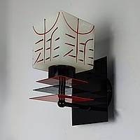 Бра модерн черно-красный металл с белым стеклянным плафоном на 1 лампу 20х22х16 см