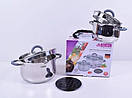 Набір каструль із неіржавкої сталі Benson BN-237 5 предметів для готування, гарні каструлі з кришкою, фото 3
