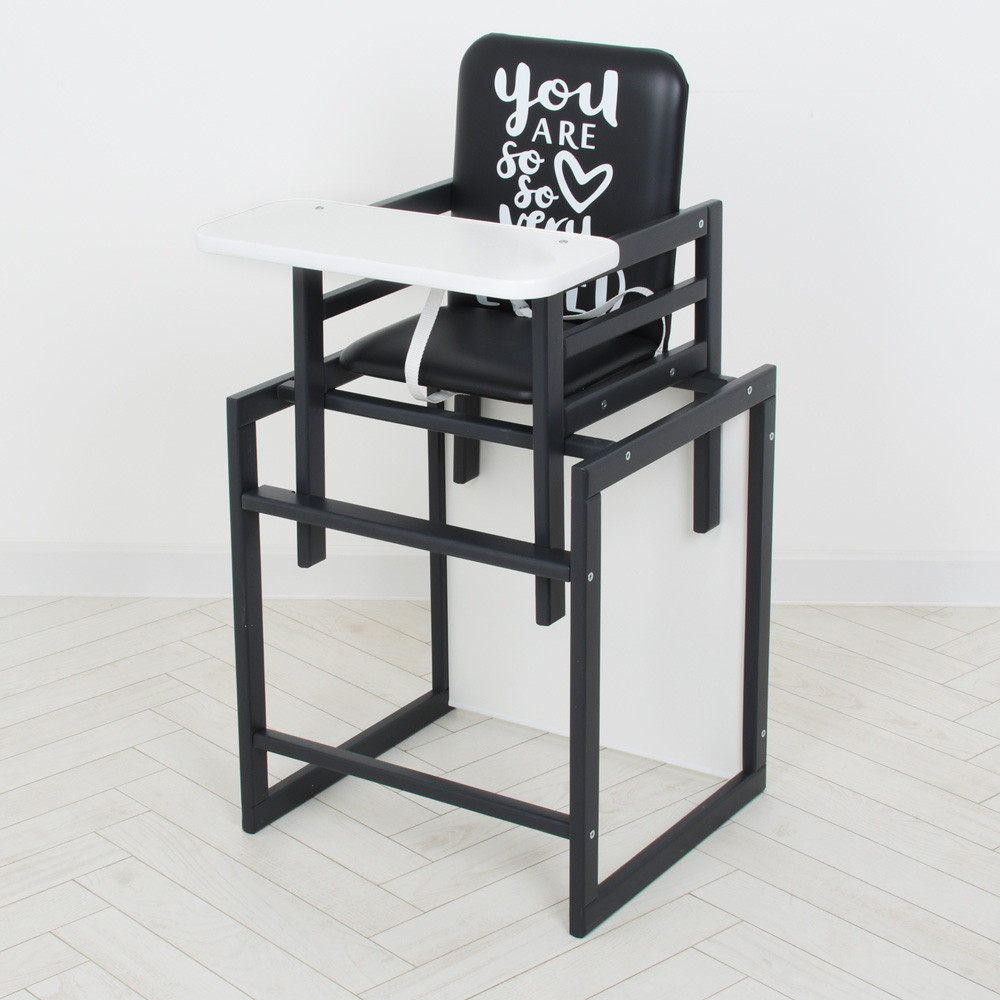 Дитячий дерев'яний стільчик для годування ОMMI Graphite білий, фото 1