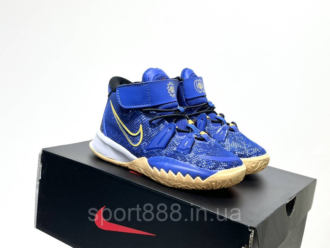 Eur28-39 Дитячі баскетбольні кросівки Nike Kyrie високі на липучці сині