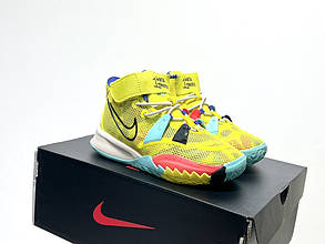 Eur28-39 Дитячі баскетбольні кросівки Nike Kyrie високі на липучці жовті