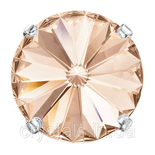Пришивні ріволі в ланцюгах Preciosa (Чехія) ss47 Light Peach/платина