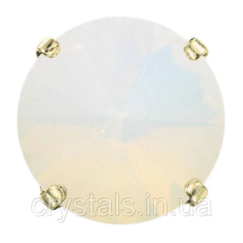 Пришивні ріволі в цапах Preciosa (Чехія) ss47 White Opal/золото