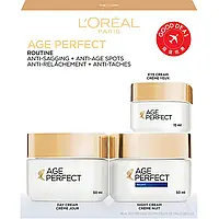 Набор кремов для лица 3в1 (дневной. ночной, для глаз) L'Oréal Paris Age Perfect Routine антивозрастной уход