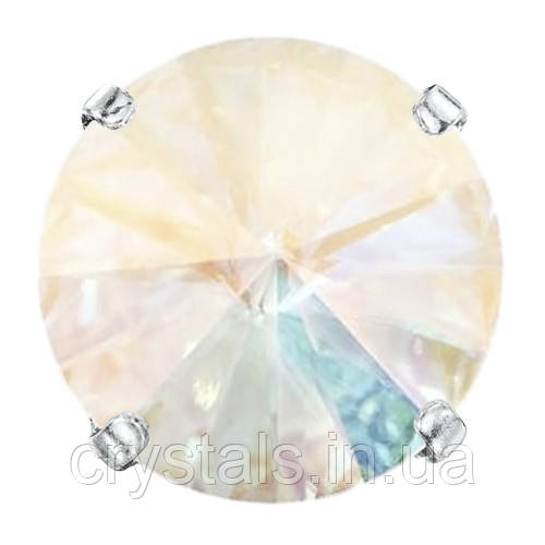 Пришивні ріволі Preciosa (Чехія) 12 мм Crystal AB U/срібло
