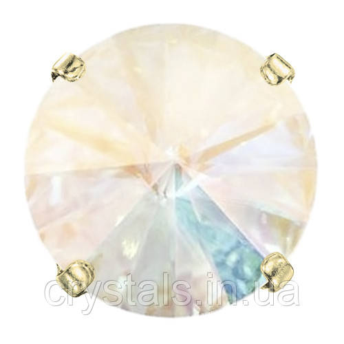 Пришивні ріволі Preciosa (Чехія) 12 мм Crystal AB U/золото