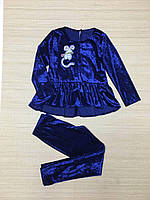 Нарядный велюровый костюм"Мышка" для девочки (Туника+ лосины) код 0117 (р.116-128)