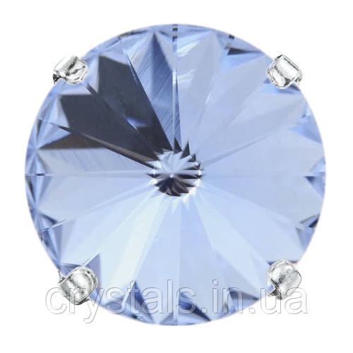 Пришивні ріволі в ланцюгах Preciosa (Чехія) 12 мм Light Sapphire/срібло