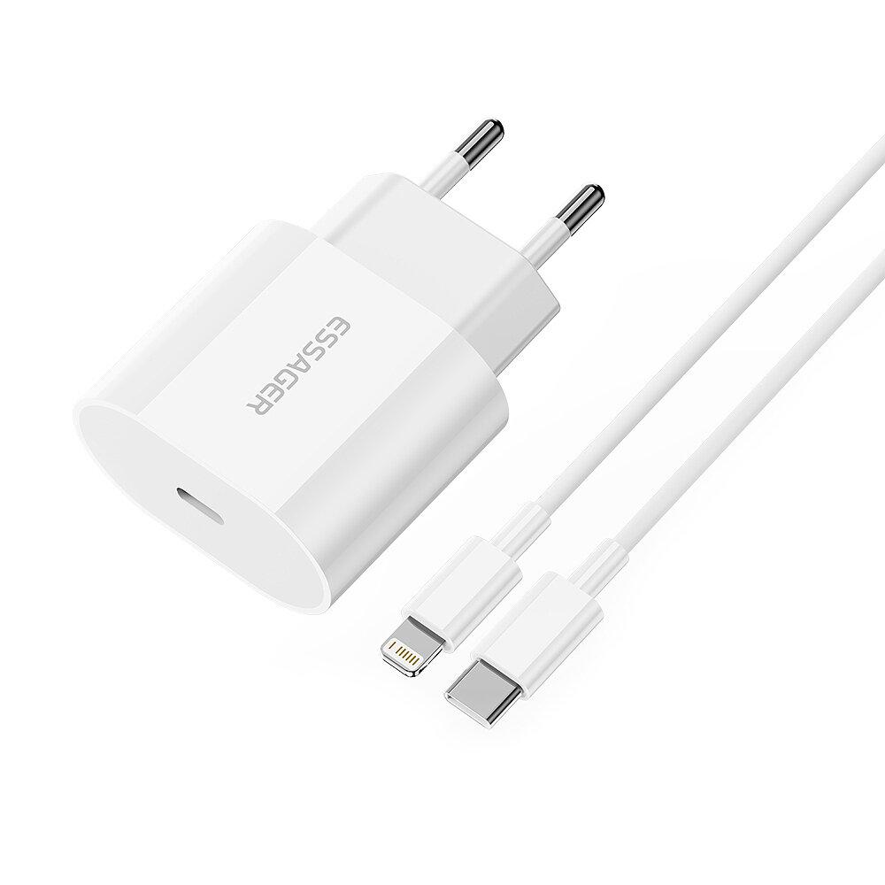 Зарядний пристрій ЗЗП Essager PD 20 W + кабель Type-C Lightning White (ES-CD30)