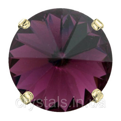 Пришивні ріволі в сапах Preciosa (Чехія) 14 мм Amethyst/золото