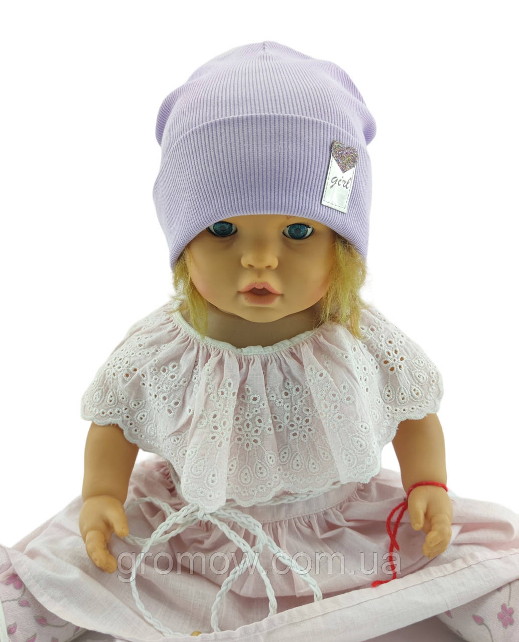 Шапка дитяча трикотажна подвійна демісезонна дитячі головні убори фіолетовий (ШД370), фото 1