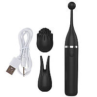 Вібратор G Spot для пар USB, 3 насадки, 10 режимів, Black