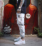 Чоловічі штани карго M1614 світло-сірі XL, фото 2