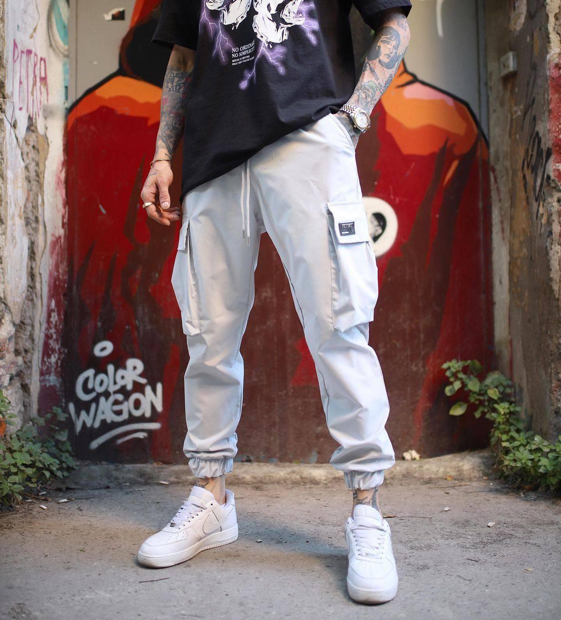 Чоловічі штани карго M1614 світло-сірі XL, фото 1